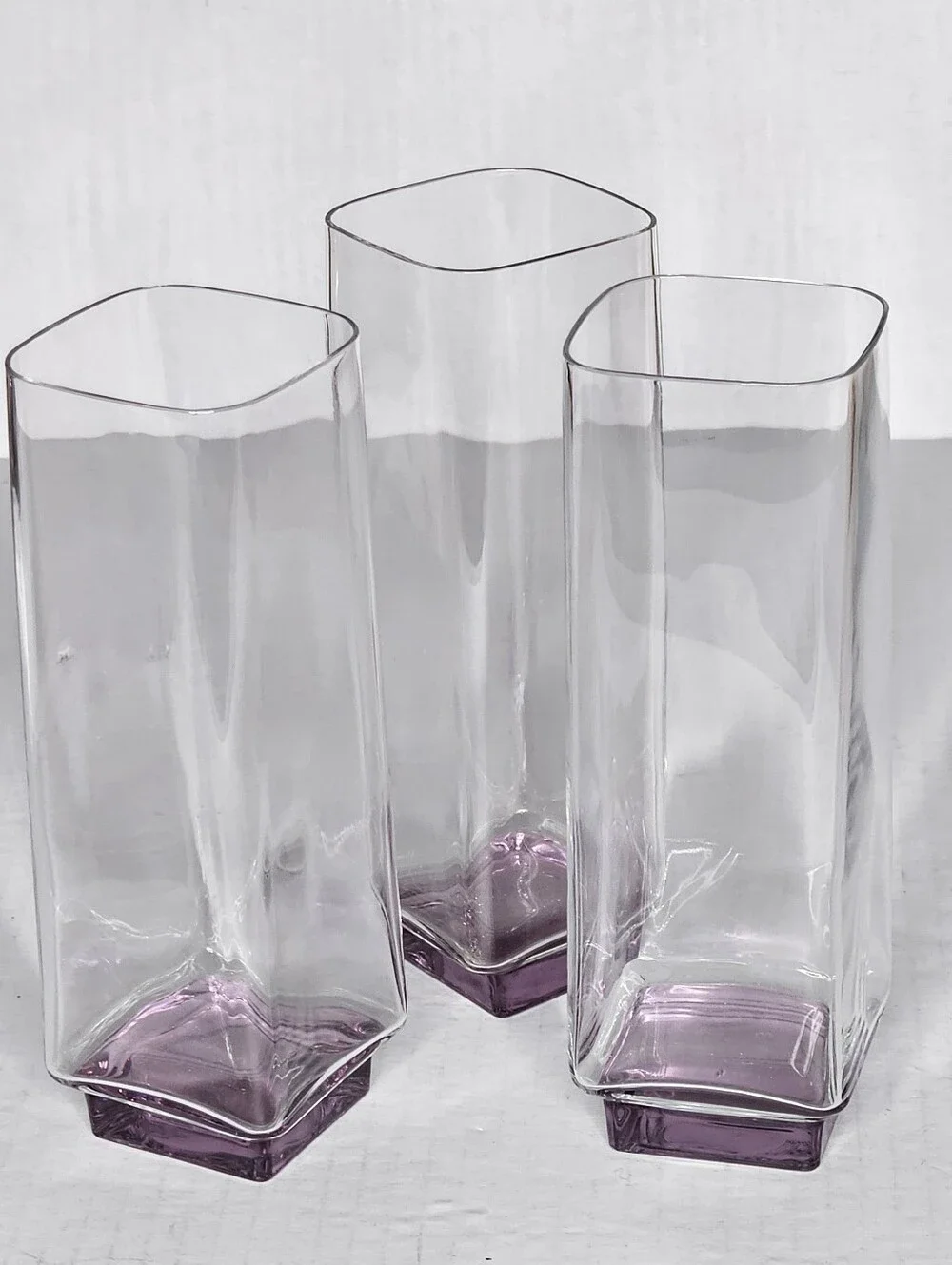 Luigi Bormioli Van Gogh Amethyst   Tall Glasses Square wit  Purple Base Set Of 3